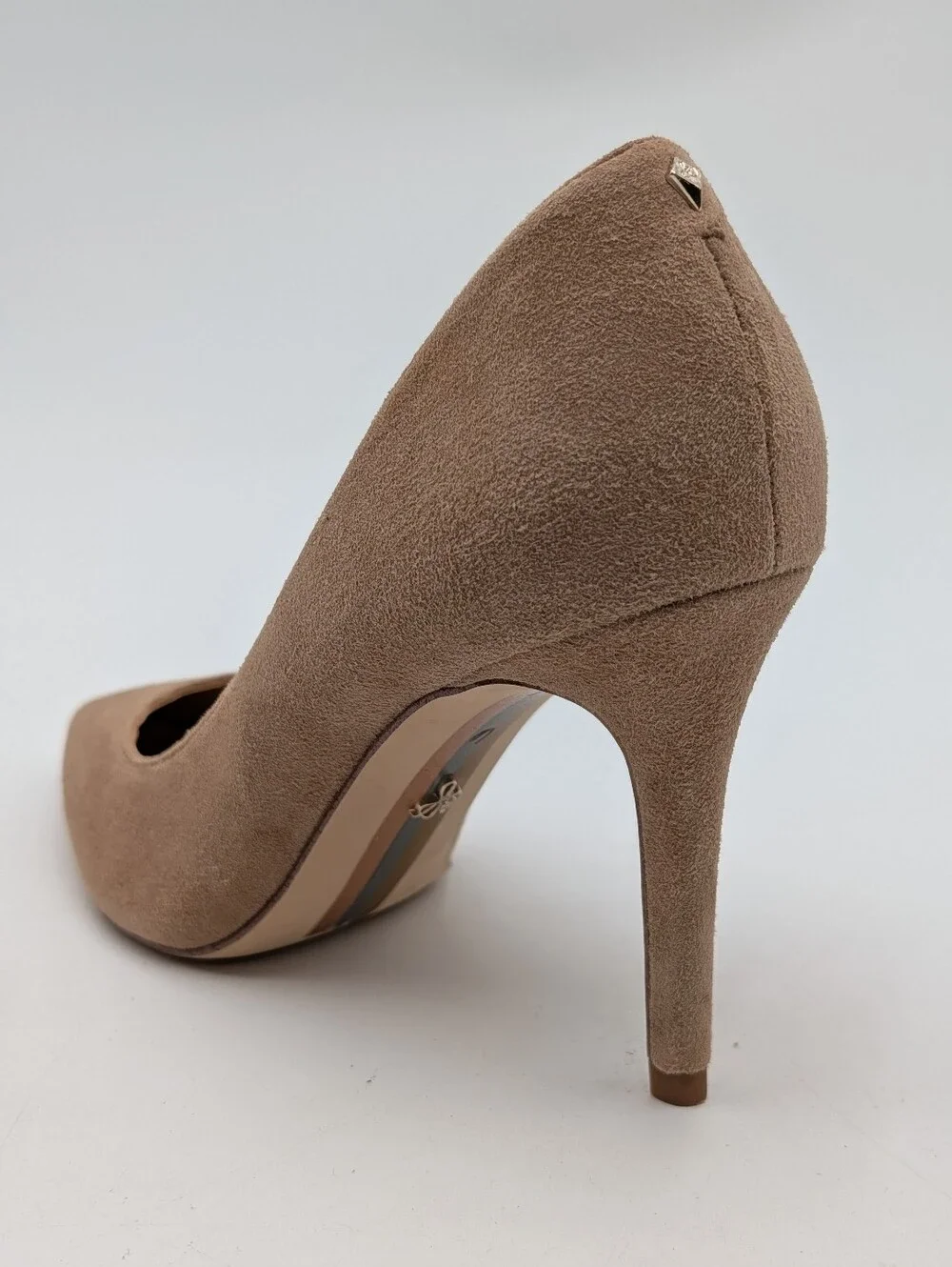 Sam Edelman Margie Sz 6 / EU 36 Suede Pointed Toe Stiletto Pump Warm Taupe Nude